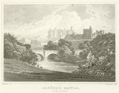 Castelo de Alnewick, Northumberland (gravura) de English School