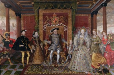 Uma Alegoria da Sucessão Tudor: A Família de Henrique VIII, c.1589-95 de English School