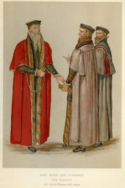 Um prefeito elizabetano e prefeito, ilustração de &39;Uma breve história do povo inglês&39; por JR Green, c.1892 de English School