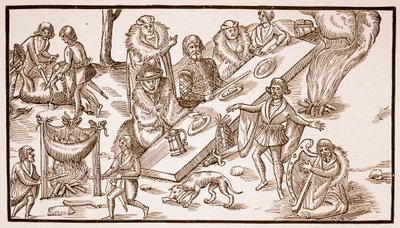 Um banquete irlandês, 1581 (foto sépia) de English School
