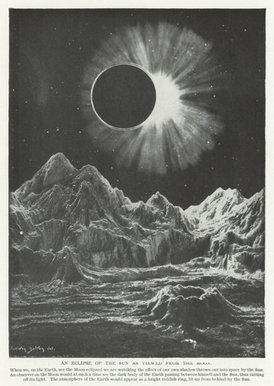 Um eclipse do Sol visto da Lua (litho) de English School