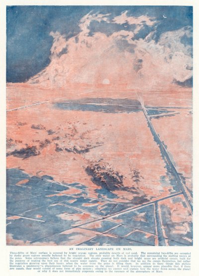 Uma paisagem imaginária em Marte (litografia a cores) de English School