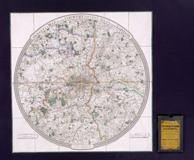 Uma pesquisa de ordenação de Londres (lito de cor) de English School