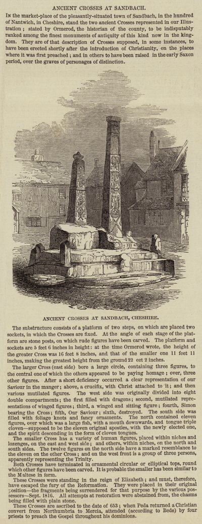 Ancient Cross at Sandbach (gravura) de English School