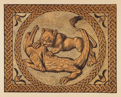 Roma Antiga: Leão e crocodilo (litografia a cores) de English School