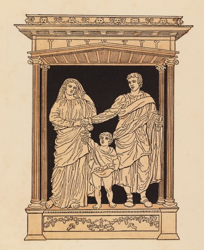 Roma Antiga: O casamento de Cláudia e Pudens (litografia a cores) de English School