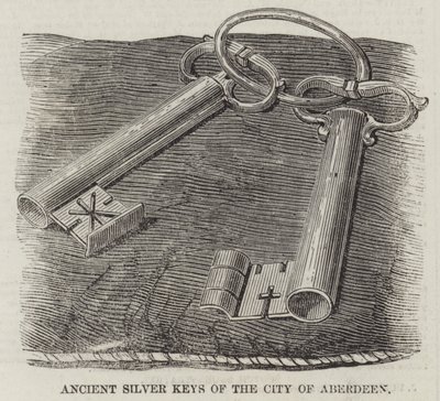 Ancient Silver Keys of the City of Aberdeen (gravura) de English School
