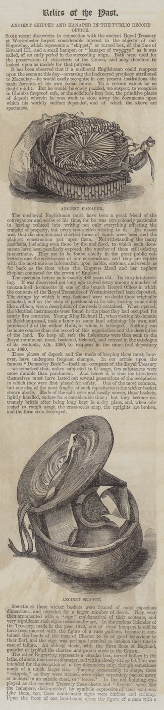 Ancient Skippet and Hanaper in the Public Record Office (gravura) de English School