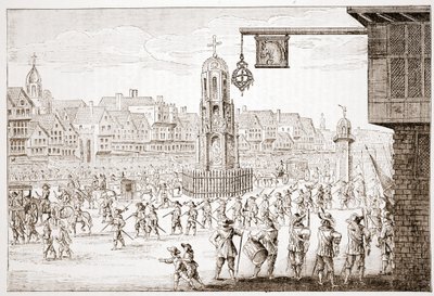 Antiga visão de Cheapside, de La Serres Entrada da Revne Mere du Roy, mostrando a procissão de Maria de Médicis de English School