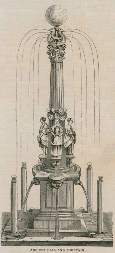 Mostrador e fonte antiga, erguida em 1656 em Leadenhall Corner, Londres de English School