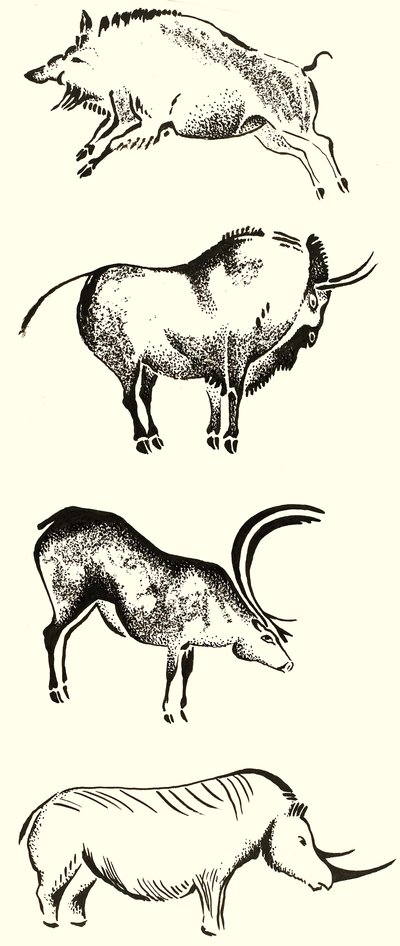 Animais com montagem de chifres de English School