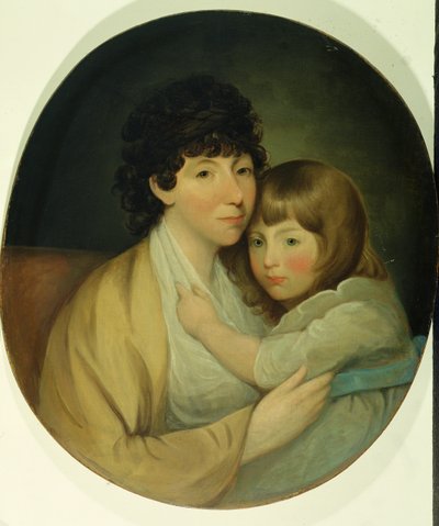 Anna Maria White (Sra. Charles Trench) e criança (óleo sobre tela) de English School