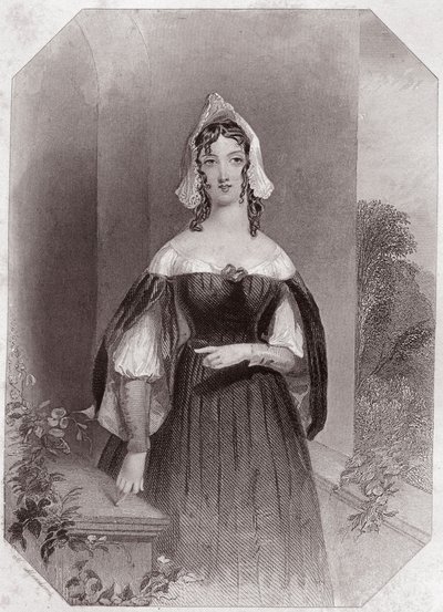 Anne Page (Anna Page) (The Merry Wives of Windsor) em - "Galeria das Mulheres de Shakespeare, coleção de quarenta e cinco retratos sérios de artistas do início de Londres, enriquecidos com avisos críticos e literários" ca. 1838 - da "Galeria das Mulheres d de English School