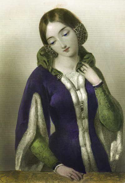 Ana da Boêmia, Rainha de Ricardo II, impressa por Henry G. Bohn, 1856 de English School