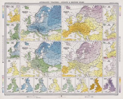 Clima Anómalo, Europa e Ilhas Britânicas (litografia a cores) de English School