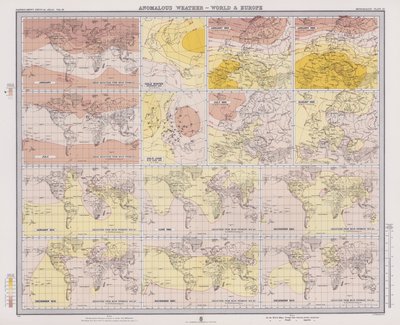 Clima Anómalo, Mundo e Europa (litografia a cores) de English School