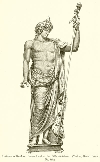 Antínous como Baco. Estátua encontrada na Villa Hadriana. (Vaticano, sala redonda, nº 540) de English School