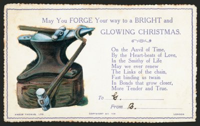 Batente e martelo, cartão de Natal de English School