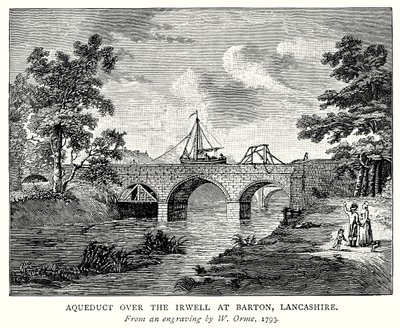 Aqueduto sobre o Irwell em Barton, Lancashire (gravura) de English School
