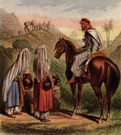 Arábicos a cavalo e a recolher água (chromolitho) de English School