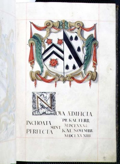 Arquivo 3693 fol.2 Brasões de Armas de um Livro de Benefícios dos Novos Edifícios, Oxford de English School