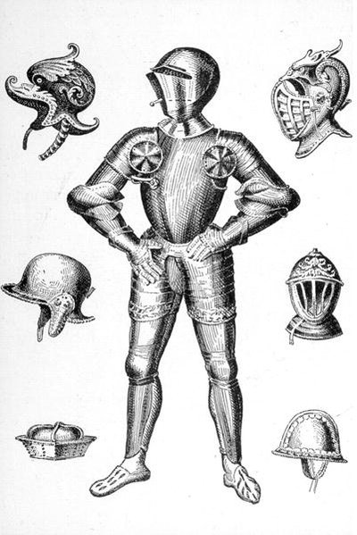 Armaduras e Capacetes do século XV (gravura) de English School