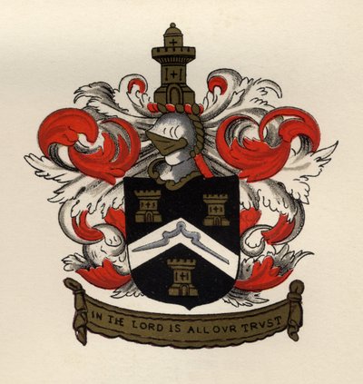 Arms of the Free Maçons of the Gateshead Chapter, 1671, de The History of Freemasonry, volume II, publicado por Thomas C. Jack, Londres, 1883 de English School