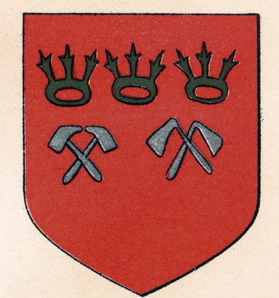 Arms of the Maçons of Cologne, de The History of Freemasonry, volume II, publicado por Thomas C. Jack, Londres, 1883 de English School