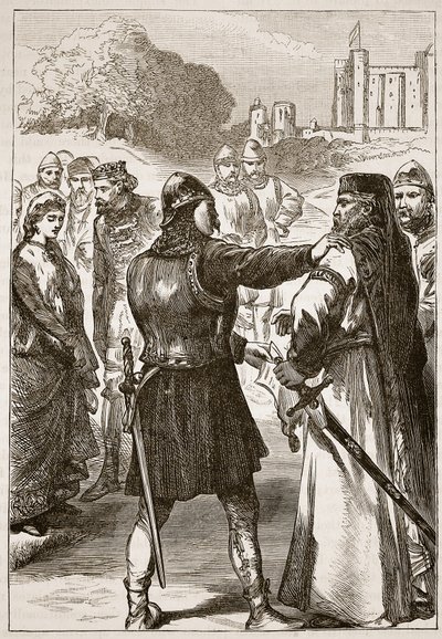 Detenção do Duque de Gloucester, ilustração da História Ilustrada de Cassells da Inglaterra (foto sépia) de English School