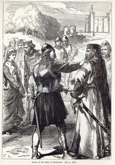 Detenção do Duque de Gloucester, ilustração de &39;História Ilustrada de Cassell na Inglaterra&39; de English School