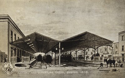 Galpões de chegada e partida, Euston 1838 de English School
