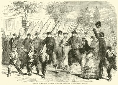 Chegada a Paris de prisioneiros prussianos após a batalha antes de Bagneux, outubro de 1870 de English School