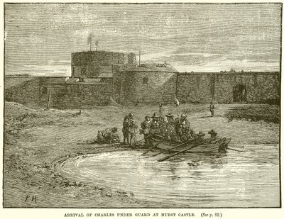 Chegada de Charles sob guarda no castelo de Hurst de English School