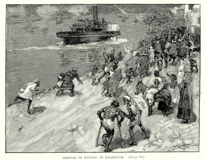 Chegada de Gordon a Cartum (gravura) de English School