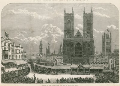 Chegada da Rainha Vitória na porta oeste da Abadia de Westminster de English School