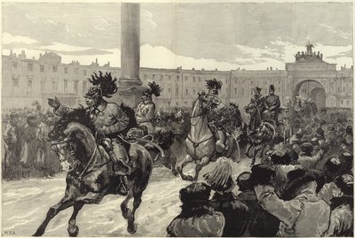Chegada do novo imperador e imperatriz da Rússia no Palácio de Inverno de English School