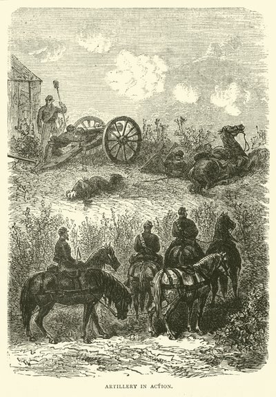Artilharia em ação, outubro de 1870 de English School