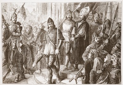 Como eles estavam levando-o para fora da igreja .. ele começou a cantar, Credo em Unum Deum, ilustração de A História do Protestantismo por James Aitken Wylie (1808-1890), pub. 1878 de English School