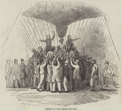 Ascensão do Balão de Nassau (gravura) de English School