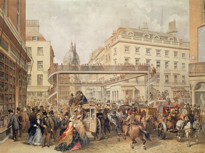 No fundo de Ludgate Hill, em Londres, pub. e impresso por Kell Brothers, c.1860 de English School