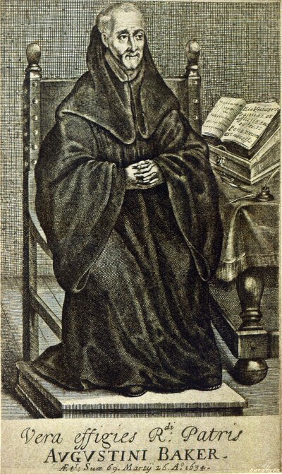 Augustini Baker, frontispício da Santa Sabedoria, impresso em 1634 de English School