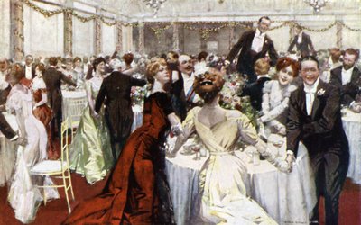 Auld Lang Syne, Passagem de Ano, The Savoy Hotel (cor litho) de English School