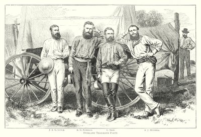 Austrália: Overland Telegraph Party (gravura) de English School