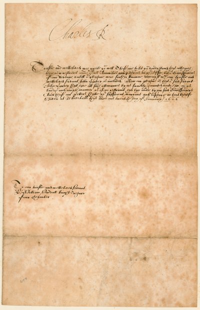 Autógrafo do rei Carlos I de English School