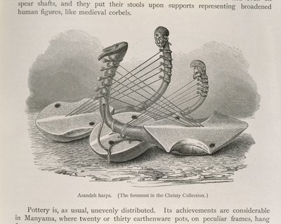 Azandeh harps, de &39;The History of Mankind&39;, Vol.III, do Prof. Friedrich Ratzel, 1898 de English School