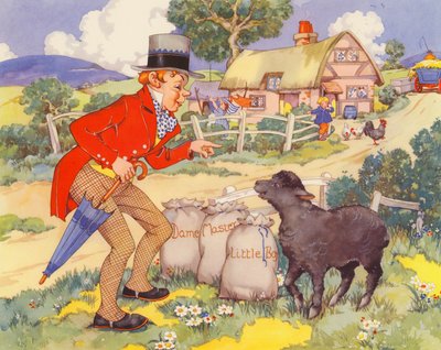 Baa, baa, ovelha negra (litografia a cores) de English School