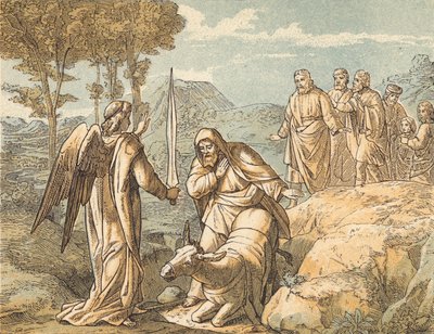 Balaam and the Angel (gravura colorida) de English School
