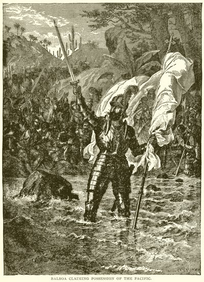 Balboa alegando posse do Pacífico de English School
