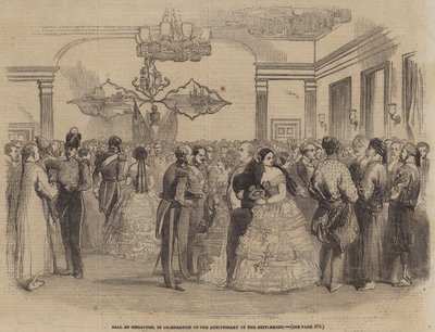 Baile em Singapura, na Celebração do Aniversário do Assentamento (gravura) de English School