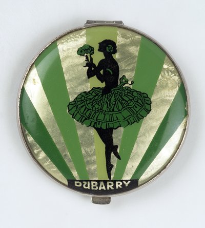Bailarina em pó compacto, feita por Dubarry, 1920-30 de English School